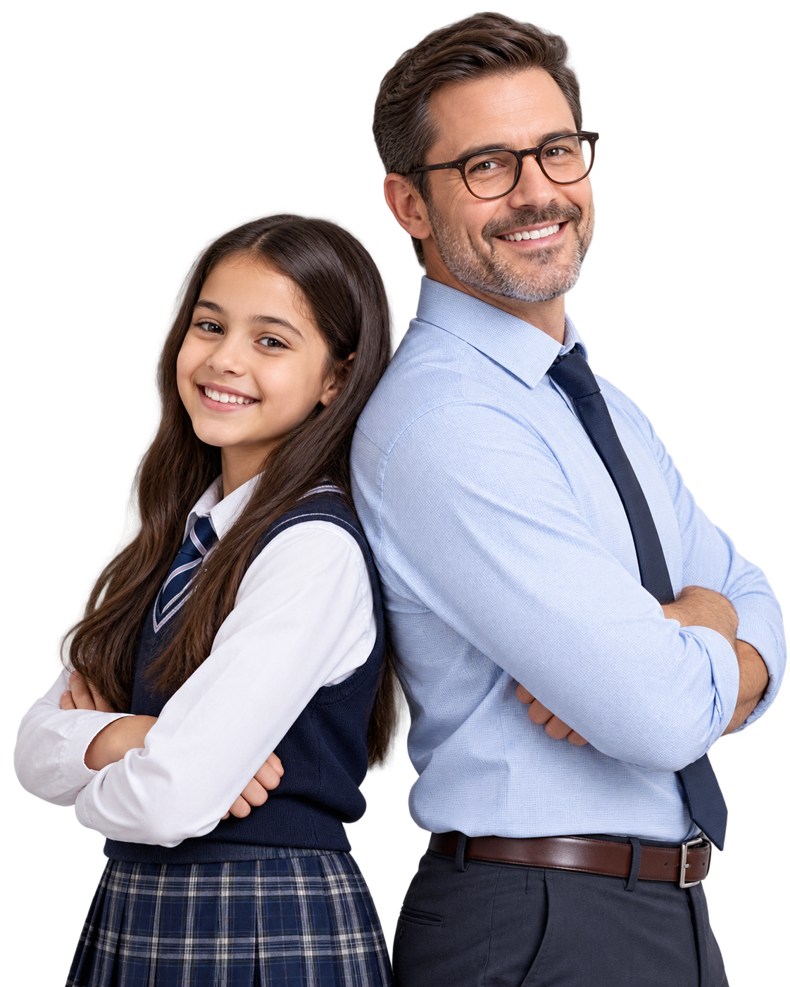 Profesor y alumna usando Portal Educativo